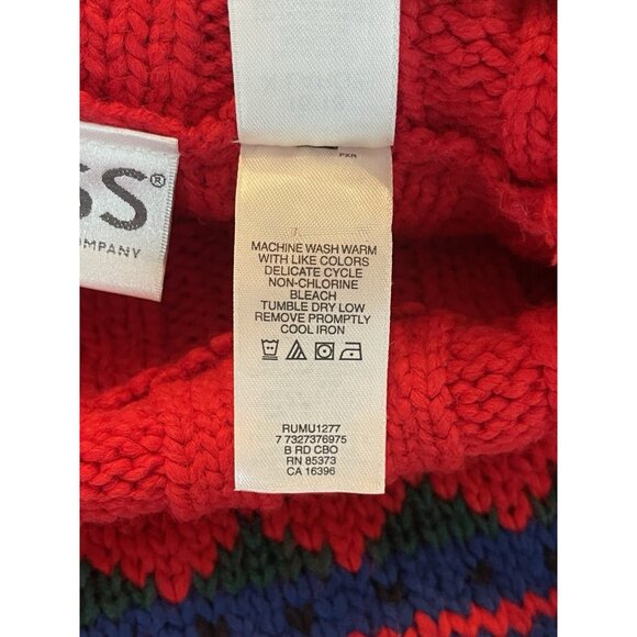 Vintage Red Nordic Fair Isle Sweater Mock Neck Winter Ski Lodge Knit Pullover XL - Picture 7 of 8